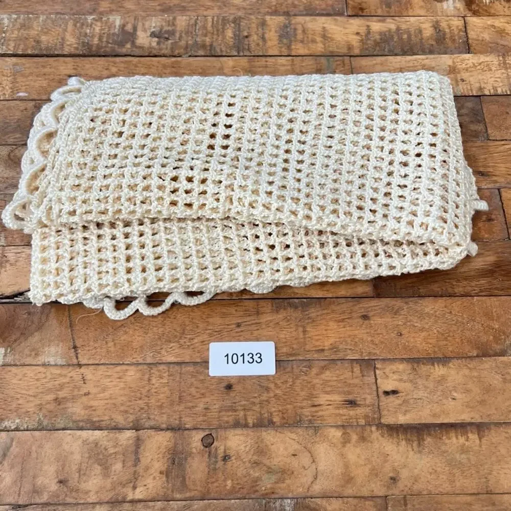 Handmade Table Runner Ivory Crochet Rectangle 25 x 54